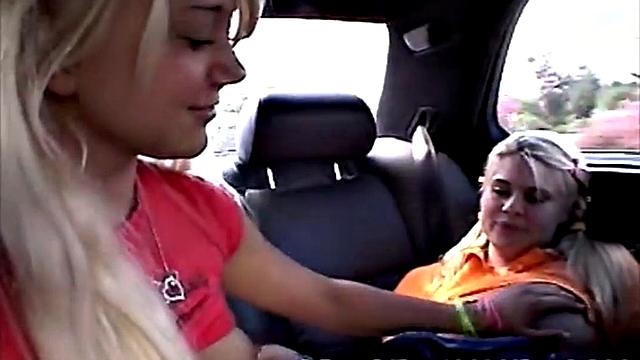 Littile Summer and Lexy on Car. They Exposing Nipples and Licking Closeup. They Remove Panties and Finger Each Other