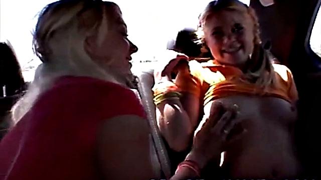 Littile Summer and Lexy on Car. They Exposing Nipples and Licking Closeup. They Remove Panties and Finger Each Other