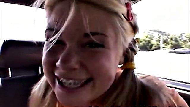 Littile Summer and Lexy on Car. They Exposing Nipples and Licking Closeup. They Remove Panties and Finger Each Other