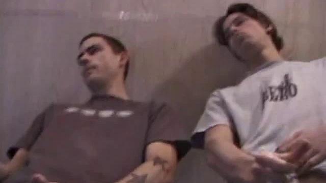 In this jerk off scene, Dan and Jayden get naked and stroke over a glass table. The camera is positioned underneath the glass, capturing jacking action and cum that shoots from their pulsating cocks.