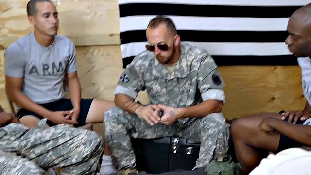 Army gay dude in group sex with nasty stud fuckers