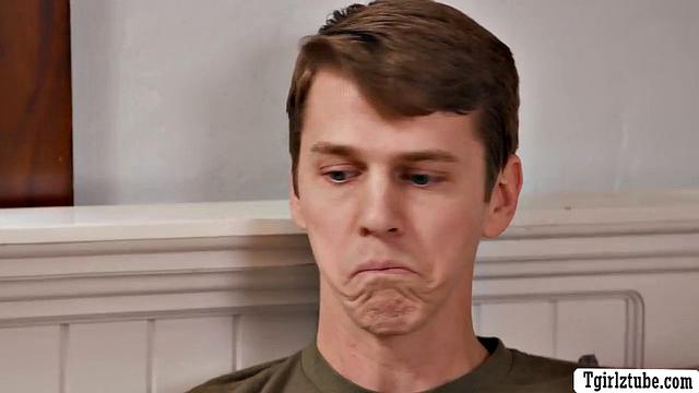 Enjoy this threesome anal with TS and soldier