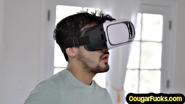 Cumeager cougar gets doggystyled