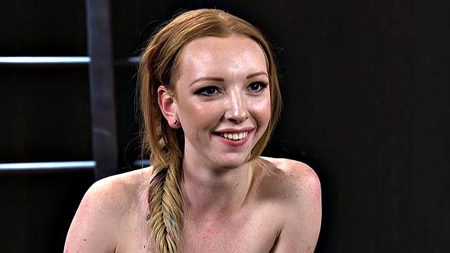 Ballgagged redhead suffers electro shocks on her body