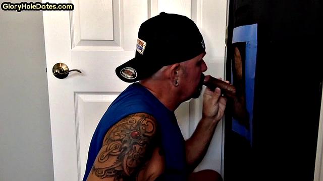 Gloryhole DILF spoils cock in homemade BJ