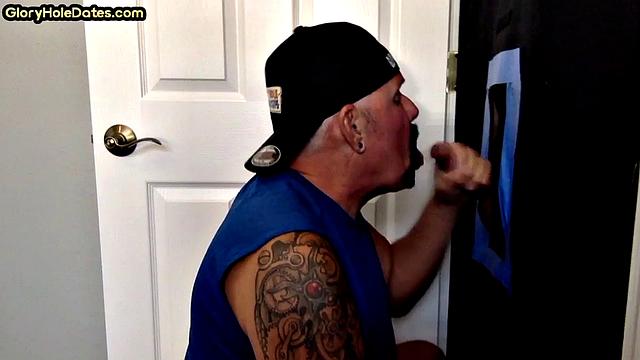 Gloryhole DILF spoils cock in homemade BJ