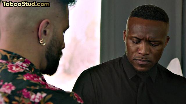 Muscled ebony jock sucking his lover