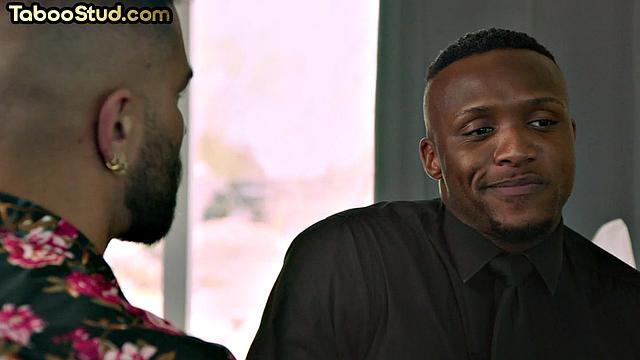 Muscled ebony jock sucking his lover