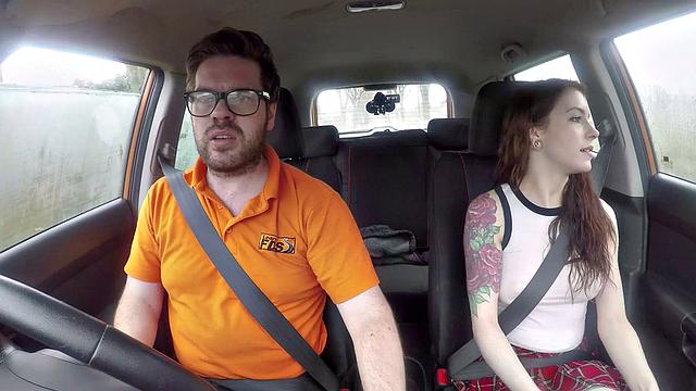 Redhead in glasses gets her bald pussy drilled in UK anal frenzy