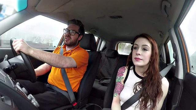 Redhead in glasses gets her bald pussy drilled in UK anal frenzy