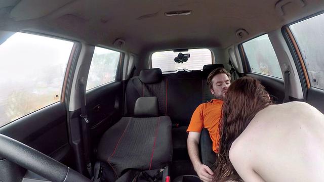 Redhead in glasses gets her bald pussy drilled in UK anal frenzy