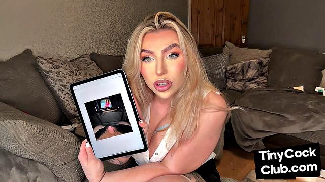 Stockings femdom degrades tiny dick