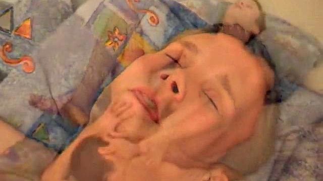 Retro petite stud gets asshole stretched