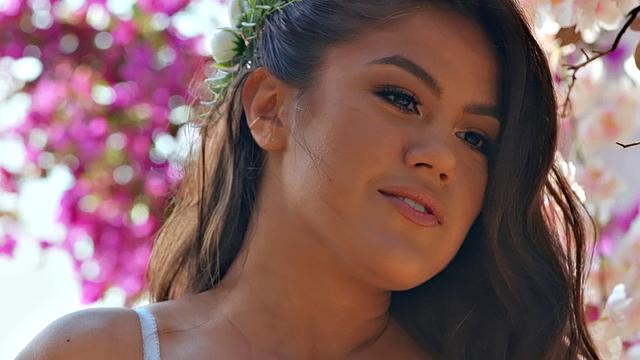 August's high heels and lingerie will make you forget you're even on the balcony!