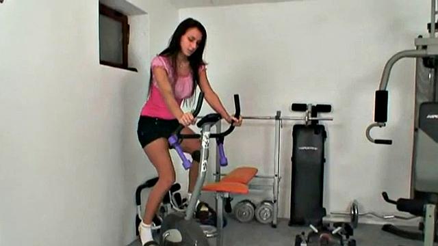 Gym teen riding old man cock