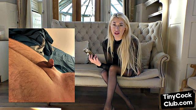 SPH amateur femdom British babe laughs at small cocks