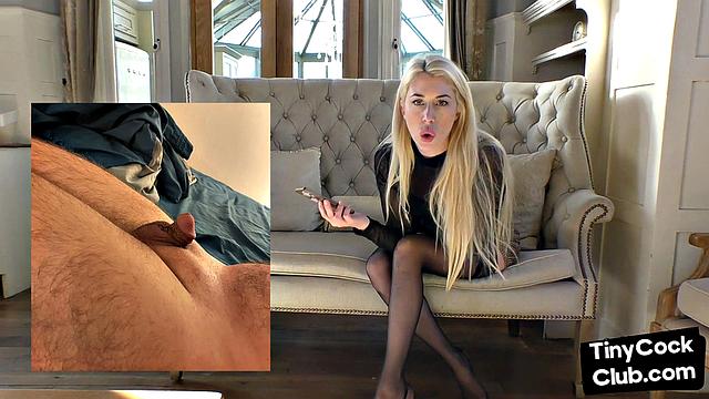 SPH amateur femdom British babe laughs at small cocks