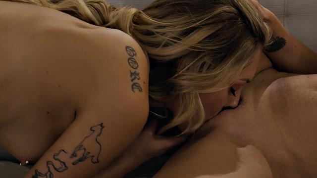 Sapphic lez pussylicking bigtitted MILF in slow action