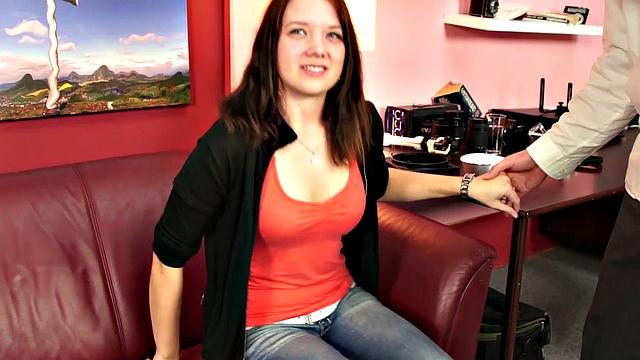 Cute blonde takes it from behind in casting