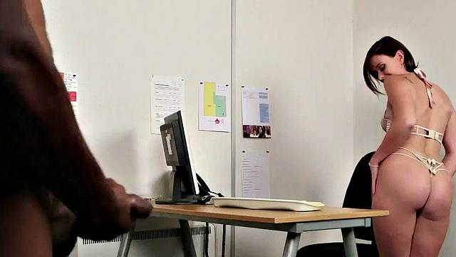 CFNM dirty slut seduces black guy to stroke his big dick