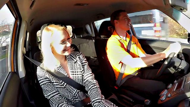 Teen in stockings enjoys public car sex by tutor