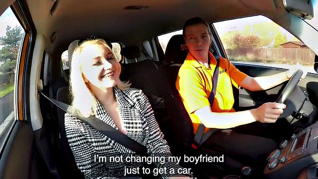 Teen in stockings enjoys public car sex by tutor