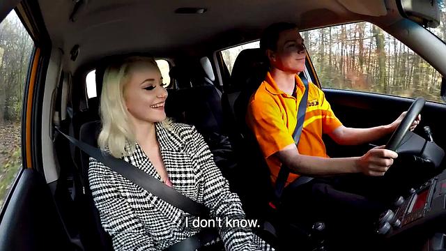 Teen in stockings enjoys public car sex by tutor