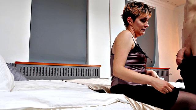 TUTOR4K. Teacher in black stockings makes love with student