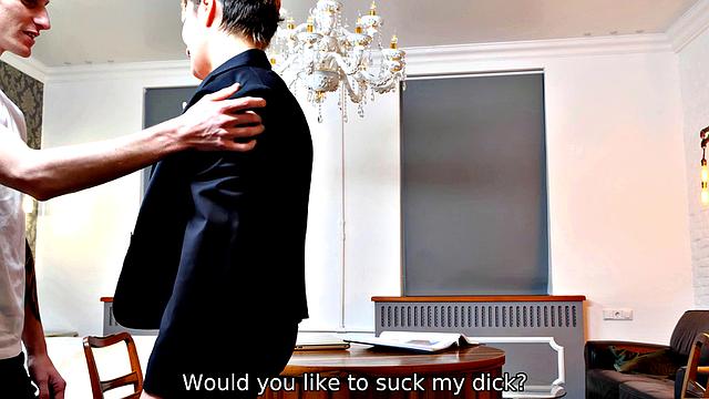 TUTOR4K. Teacher in black stockings makes love with student