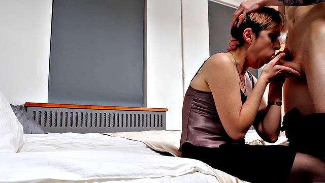 TUTOR4K. Teacher in black stockings makes love with student