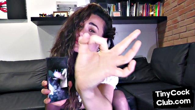 SPH stockings femdom mocks small loser