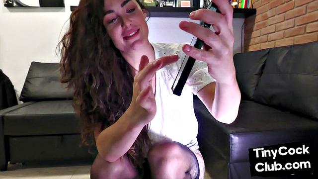 SPH stockings femdom mocks small loser