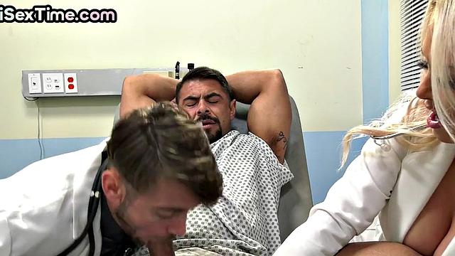 Bisexual nurses pussy and throat in 3some compilation