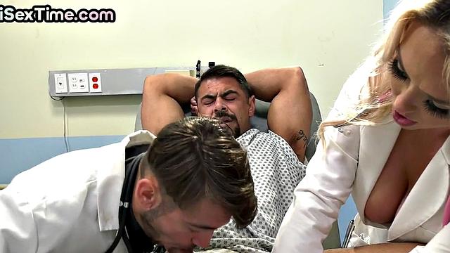 Bisexual nurses pussy and throat in 3some compilation