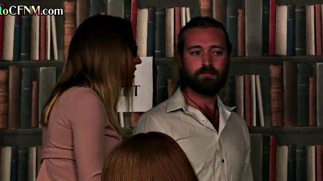 CFNM classy MILFS from library suck in group BJ