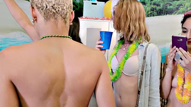 Get ready for a wild ride with Ever's bald pussy, bra, and big black cock in this spring break group sex video!