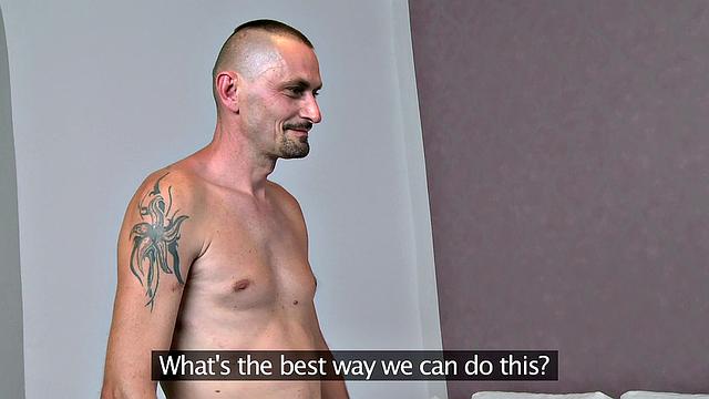 Agent Rubs Her Wet Pussy While Tough Guy Masturbates