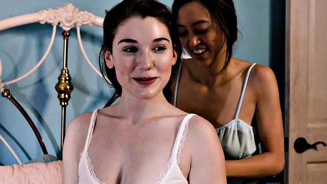 Asian perverted nympho seduced by dirty dyke