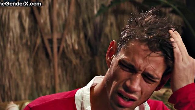 Beauty Tgirl cockriding skinny boy