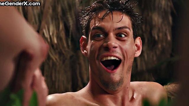 Beauty Tgirl cockriding skinny boy