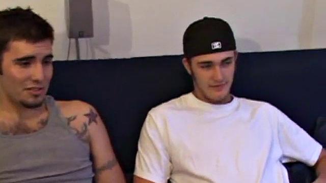 While watching porno on the tube Rock and Christian swap spit and undress. Rock goes down on Christian and gets his cock hard and Christian reciprocates.