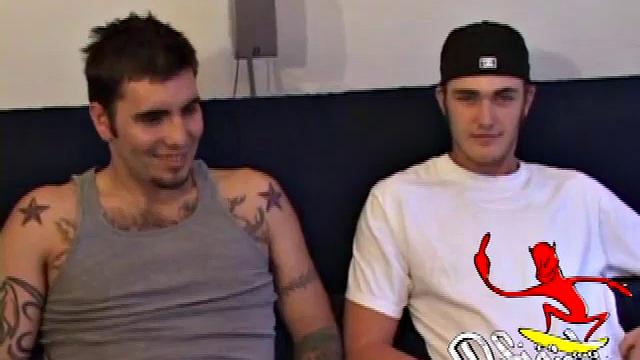 While watching porno on the tube Rock and Christian swap spit and undress. Rock goes down on Christian and gets his cock hard and Christian reciprocates.