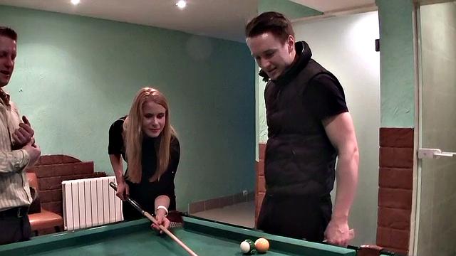 Very sexy blonde gets two to play with