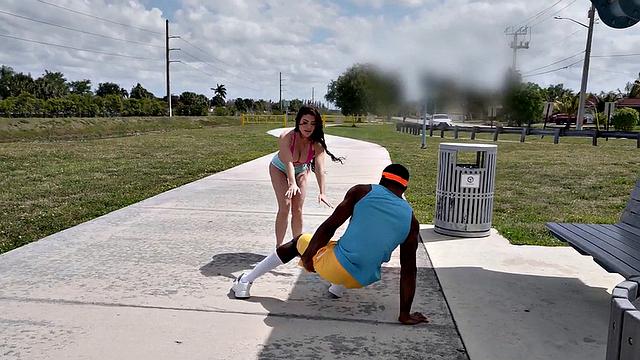 Busty Latina Bounces on BBC