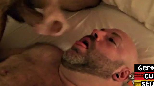 Fat and hairy German gaydaddy barebacked by stud cock
