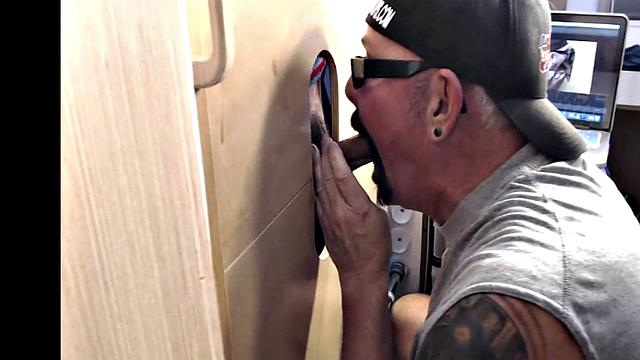 Gloryhole dude fucked in anal by perverted fucker