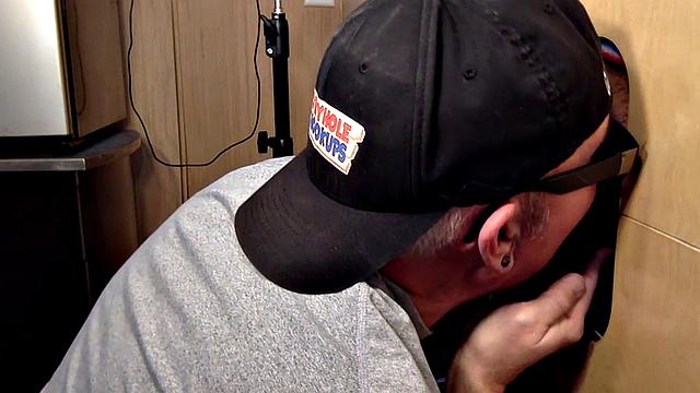 Gloryhole dude fucked in anal by perverted fucker