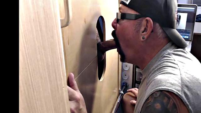 Gloryhole dude fucked in anal by perverted fucker