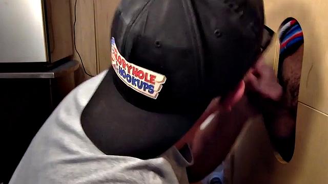 Gloryhole dude fucked in anal by perverted fucker