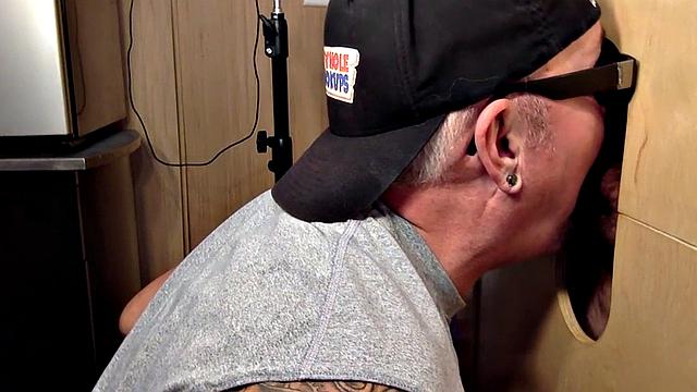 Gloryhole dude fucked in anal by perverted fucker